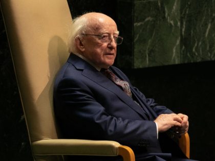 Michael D Higgins, Ireland's president, waits to speak during the UN General Assembly meeting in New York, U.S., on Wednesday, Sept. 25, 2019. Hot topics at the event include Iran's responsibility for the Saudi attacks, the unfolding Ukraine controversy, Greta Thunberg's finger-pointing on climate change and the trade war. Photographer: …