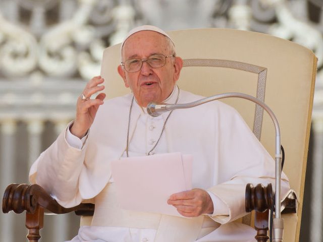 Pope Francis addresses the faithful during his weekly general audience in St. Peter's Squa