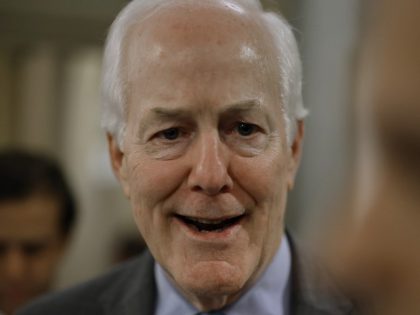 Senate Minority Whip John Cornyn (R-TX) talks to reporters after the Senate passed the Bipartisan Safer Communities Act at the U.S. Capitol on June 23, 2022 in Washington, DC. Cornyn was the lead Republican negotiator on the bipartisan gun safety legislation, which passed the Senate 65-33. (Chip Somodevilla/Getty Images)