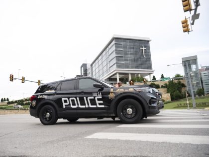 TULSA, OKLAHOMA - JUNE 01: Police respond to the scene of a mass shooting at St. Francis Hospital on June 1, 2022 in Tulsa, Oklahoma. At least four people were killed in a shooting rampage at the Natalie Medical Building on the hospital's campus, according to published reports. The shooter …