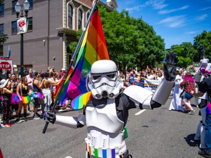 PORTLAND, OR - JUNE 16: Star Wars Oregon parades with the popular series Stormtroopers costumes with added Pride swag during the Portland Pride Parade and Festival on June 16, 2019, in Portland, OR. (Photo by Diego Diaz/Icon Sportswire)