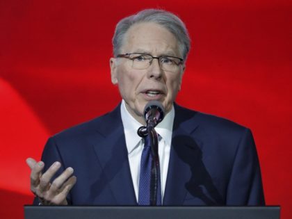 National Rifle Association executive vice president Wayne LaPierre speaks during the Leadership Forum at the NRA-ILA Meeting at the George R. Brown Convention Center Friday, May 27, 2022, in Houston. (Michael Wyke/AP)