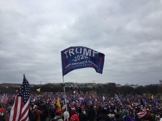 WASHINGTON, DC - JAN 6: Crowds fill areas of the National Mall January 6, 2021 in Washington, DC during rallies and marches in support of President Trump and his false claims of election fraud in the 2020 presidential election. (Photo by Astrid Riecken for The Washington Post via Getty Images)