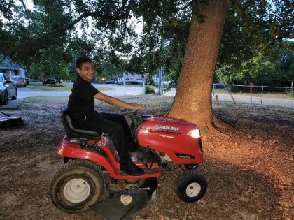 14-year-old Tyce Pender started Tyce & Company Lawn Service to raise money so his stepfath