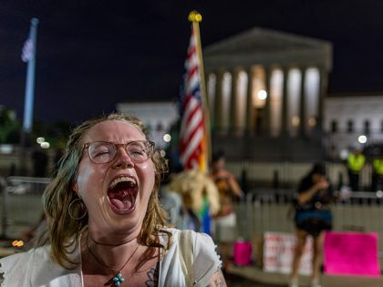 Pro-abortion activist protests at the Supreme Court on June 26, 2022, in Washington, DC. (Tasos Katopodis/Getty Images)