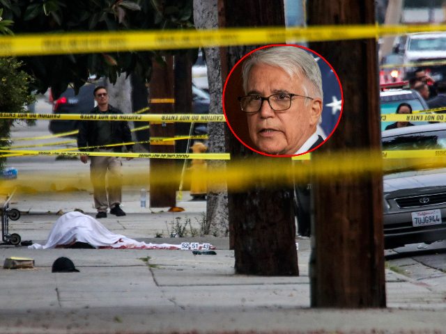 El Monte, CA - June 15: Crime scene investigators and detectives investigate near the body