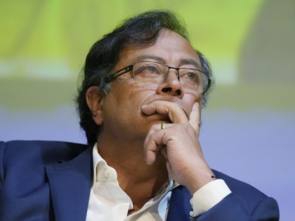 Presidential candidate Gustavo Petro with the Historical Pact coalition, takes part in a presidential debate at the Externado University in Bogota, Colombia, Tuesday, March 29, 2022, ahead of the first round May 29th elections. Petro pledged on Monday, April 18, that he will not expropriate private property if he wins …