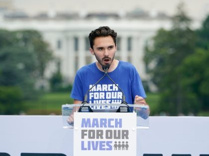 David Hogg, March For Our Lives Co-Founder and survivor of the 2018 mass shooting at Marjory Stoneman Douglas High School in Parkland, Fla., speaks during the second March for Our Lives rally in support of gun control, Saturday, June 11, 2022, in Washington. (AP Photo/Manuel Balce Ceneta)