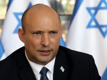 Israeli Prime Minister Naftali Bennett attends a weekly cabinet meeting in Jerusalem, on M
