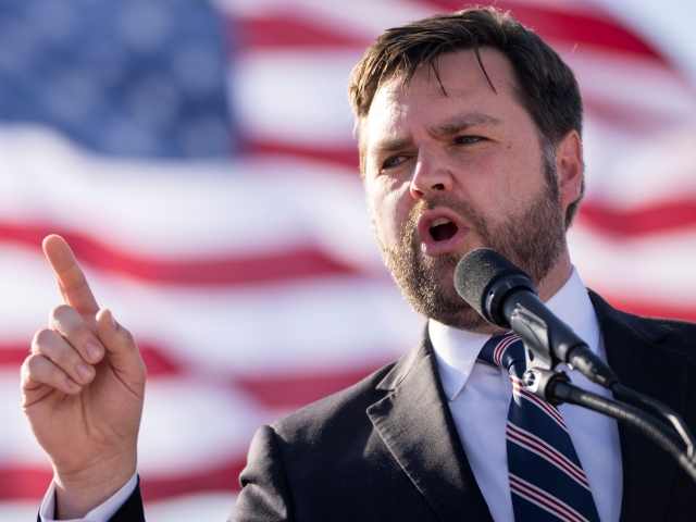 DELAWARE, OH - APRIL 23: J.D. Vance, a Republican candidate for U.S. Senate in Ohio, speaks during a rally hosted by former President Donald Trump at the Delaware County Fairgrounds on April 23, 2022 in Delaware, Ohio. Last week, Trump announced his endorsement of J.D. Vance in the Ohio Republican Senate primary. (Photo by Drew Angerer/Getty Images)