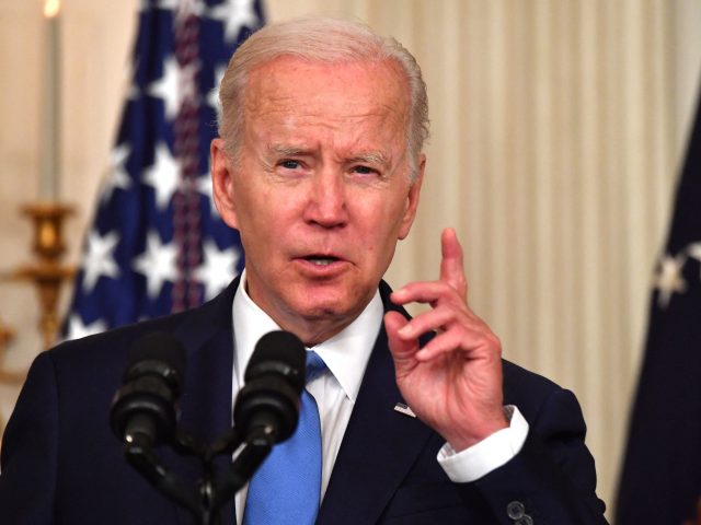 US President Joe Biden speaks before signing Bill S.3580, the Ocean Shipping Reform Act of