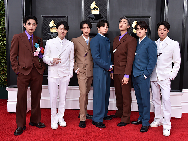 BTS arrives at the 64th Annual Grammy Awards on April 3, 2022, in Las Vegas. The group say