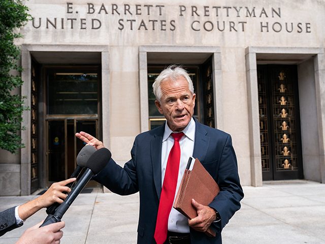 Former Trump White House official Peter Navarro speaks to reporters Friday, June 3, 2022,
