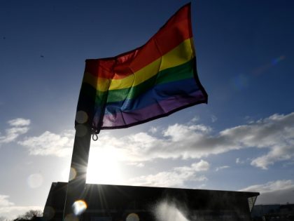 PLYMOUTH, ENGLAND - NOVEMBER 27: A rainbow corner flag is seen prior to the Sky Bet League One match between Plymouth Argyle and Wigan Athletic at Home Park on November 27, 2021 in Plymouth, England. (Photo by Dan Mullan/Getty Images)