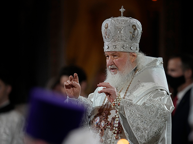Russian Orthodox Church Patriarch Kirill conducts the Easter service in the Christ the Sav