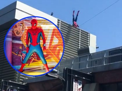 ANAHEIM, CA - JUNE 06: General views of Spiderman in Avengers Campus during its opening weekend at Disney California Adventure Park at the Disneyland Resort on June 06, 2021 in Anaheim, California. (Photo by AaronP/Bauer-Griffin/GC Images)