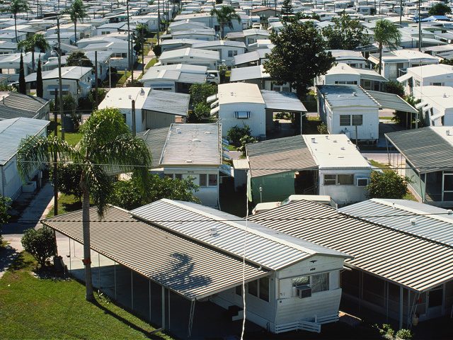 Mobile home park, Sarasota, Florida, USA, elevated view - stock photo