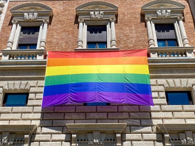 ROME — The U.S. Embassy to the Holy See began flying the LGBT rainbow flag Wednesday and