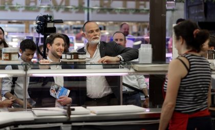 Clement Beaune (L) called in campaigning backup from heavyweight ex-prime minister Edouard