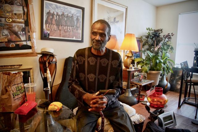 Lorando Duncan, 65, is seen in his apartment in Washington on April 21, 2022