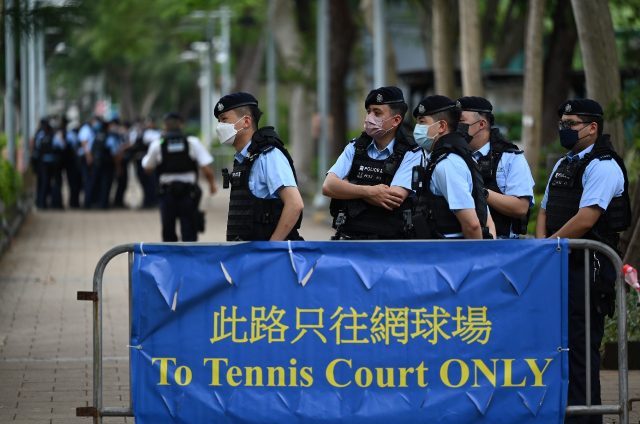 Police in Hong Kong closed large parts of Victoria Park, once the site of packed annual vi