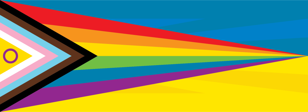 Pride flag with Ukrainian colours as used by Dublin LGBTQ+ Pride