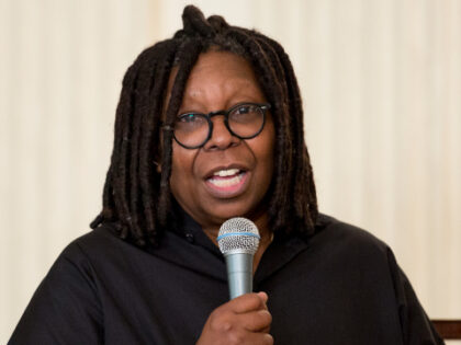 Whoopi Goldberg speaks during the Broadway at the White House event in the State Dining Room of the White House in Washington, Monday, Nov. 16, 2015, hosted by first lady Michelle Obama for high school students involved in performing arts programs. (AP Photo/Carolyn Kaster)
