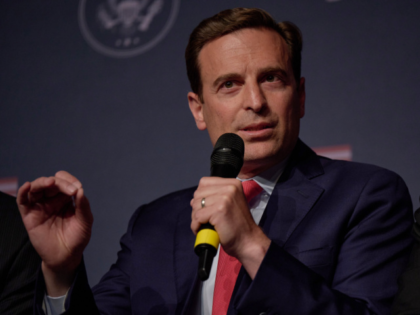 LAS VEGAS, NV - JULY 08: Nevada Republican U.S. Senate candidate Adam Laxalt speaks during a panel on policing and security prior to former President Donald Trump giving remarks at Treasure Island hotel and casino on July 8, 2022 in Las Vegas, Nevada. Trump endorsed Nevada republicans, gubernatorial candidate Joe …