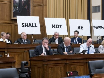 Republicans on the House Judiciary Committee use charts to press their defense of the Second Amendment during a markup on the Assault Weapons Ban of 2021, at the Capitol in Washington, Wednesday, July 20, 2022. (J. Scott Applewhite/AP)