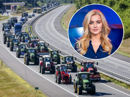 TOPSHOT-NETHERLANDS-AGRICULTURE-ENVIRONMENT-POLITICS-DEMO TOPSHOT - Tractors drive down the A1 highway between Apeldoorn and Stroe on their way back from a rural farmers' protest against the government's plan to curb nitrogen pollution by 70 percent by 2030, in Stroe, 70 kilometres east of Amsterdam on June 22, 2022. - Thousands of farmers …