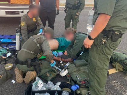Falfurrias Station Border Patrol agents save the life of a distressed migrant in Brooks County, Texas. (U.S. Border Patrol/Rio Grande Valley Sector)