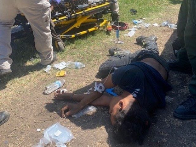Uvalde Station agents rescue three unconscious migrants suffering heat exhaustion during a smuggling incident on a train. (U.S. Border Patrol/Del Rio Sector)