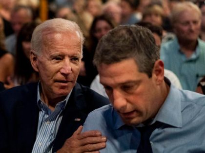 CLEAR LAKE, IOWA - August 9: 2020 Democratic candidate for President former Vice President Joe Biden speaks to fellow candidate, Representative Tim Ryan, at the 2019 Iowa Democratic Wing Ding in Clear Lake, Iowa on Friday August, 9, 2019. (Photo by Melina Mara/The Washington Post via Getty Images)
