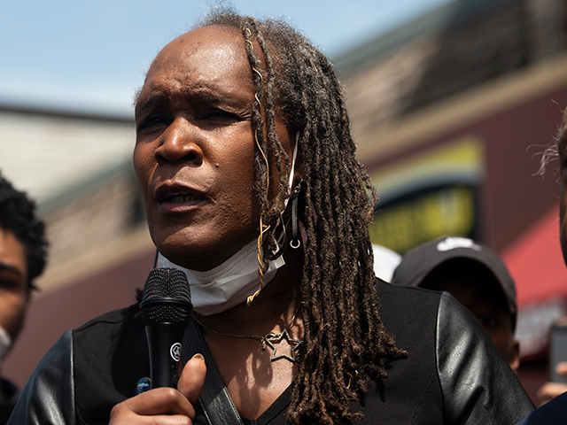 Minneapolis City Council Vice President Andrea Jenkins speaks to a group gathered outside the Cup Foods, where George Floyd was killed in police custody, on May 28, 2020 in Minneapolis, Minnesota. Jenkins joined Rev. Al Sharpton and Gwen Carr, the mother of Eric Garner, and spoke about the need to …