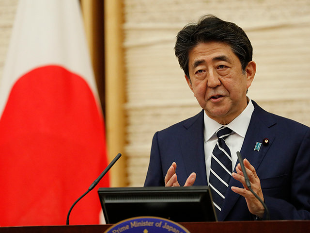 Japan's Prime Minister Shinzo Abe speaks at a news conference on May 25, 2020 in Tokyo, Ja