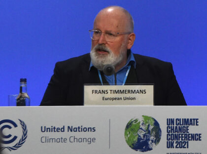 Dutch politician and diplomat serving as First Vice President of the European Commission Frans Timmermans speaks during an EU press conference at the COP26 UN Climate Change Conference in Glasgow on November 11, 2021. - Experts on Thursday cautiously welcomed a joint pact by China and the United States to …