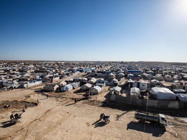 A picture shows the Kurdish-run al-Hol camp, which holds relatives of suspected Islamic St