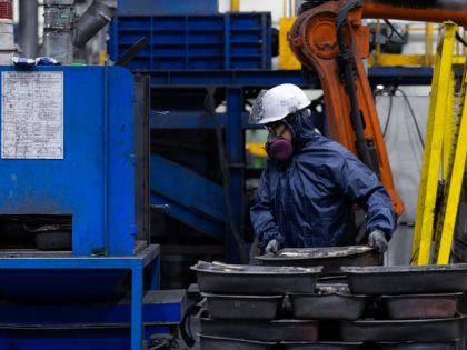 Dead vehicle batteries are recycled at the SungEel HiTech Co. factory in Gunsan, South Kor