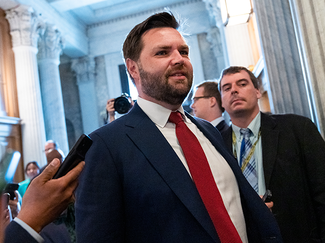 J.D. Vance, Republican candidate for U.S. Senate in Ohio, leaves the Republican senate luncheon in the U.S. Capitol on Tuesday, May 17, 2022. (Tom Williams/CQ-Roll Call, Inc via Getty Images)