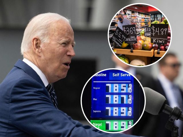 US President Joe Biden speak about the economy and inflation from the deck of the USS Iowa