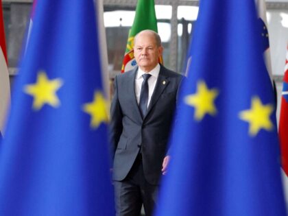 Germany's Chancellor Olaf Scholz arrives for a meeting of the European Council at The Euro