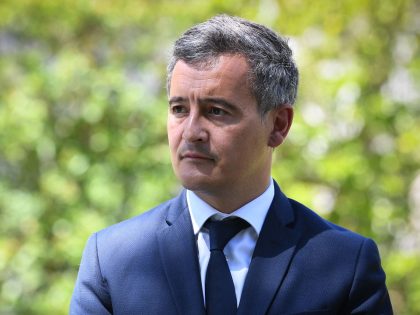 France's Interior Minister Gerald Darmanin attends a handover ceremony at the Hotel Montmorin in Paris, on July 4, 2022. - French President reshuffled his government in search of a fresh start for his second term, dogged by his failure to win a parliamentary majority last month. While he finally ceded …