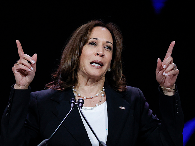 Vice President Kamala Harris speaks at the National Education Association 2022 Annual Meeting and Representative Assembly at the McCormick Convention Center in Chicago, Illinois, on July 5, 2022. (Photo by KAMIL KRZACZYNSKI / AFP) (Photo by KAMIL KRZACZYNSKI/AFP via Getty Images)