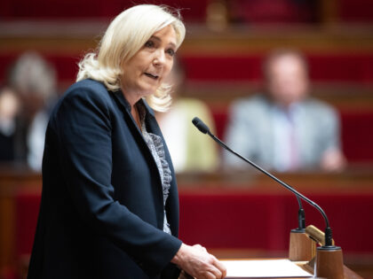 PARIS, FRANCE - JULY 6: Leader of France's far-right National Rally Party, Marine Le Pen delivers a speech at the National Assembly in Paris, France, July 6, 2022. (Photo by Philip Rock/Anadolu Agency via Getty Images)
