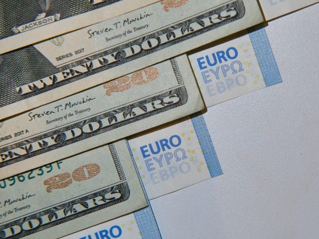 Photo Illustration taken on July 11, 2022 shows the currency of euro and U.S. dollar in Ma