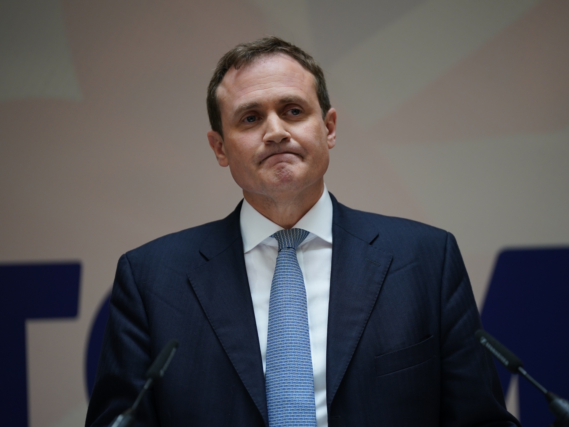 Tom Tugendhat speaking at the launch of his campaign to be Conservative Party leader and Prime Minister, at 4 Millbank, London. Picture date: Tuesday July 12, 2022. (Photo by Yui Mok/PA Images via Getty Images)