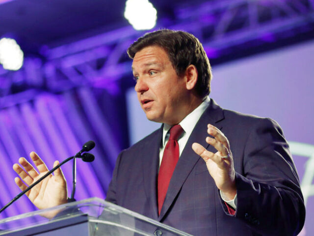 TAMPA, FL - JULY 15: Florida Governor Ron DeSantis speaks during the inaugural Moms For Liberty Summit at the Tampa Marriott Water Street on July 15, 2022 in Tampa, Florida. DeSantis is up for reelection in the 2022 Gubernatorial race against Democratic frontrunner Rep. Charlie Crist (D-FL). (Photo by Octavio …