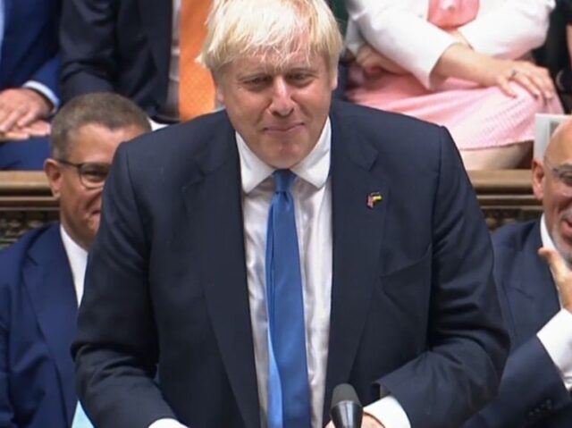 Prime Minister Boris Johnson speaks during Prime Minister's Questions in the House of