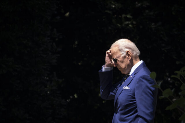 WASHINGTON, DC - JULY 20: U.S. President Joe Biden departs the Oval Office and walks to Marine One on the South Lawn of the White House July 20, 2022 in Washington, DC. Biden is traveling to Somerset, Massachusetts to discuss his next steps in addressing climate change. He is scheduled …
