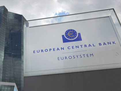 The headquarters of the European Central Bank (ECB) is pictured prior to the news conferen